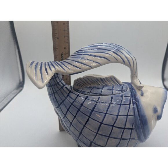 Blue Sky Ceramic Koi Fish Teapot By Diane Art Pottery Pitcher Glug Jug 10x8 - Picture 6 of 12